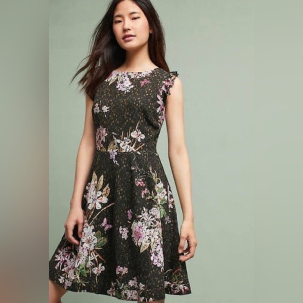 Eri + Ali Anthropologie Nevaeh Floral Lace Fit & Flare Dress Size 6 - Picture 2 of 11